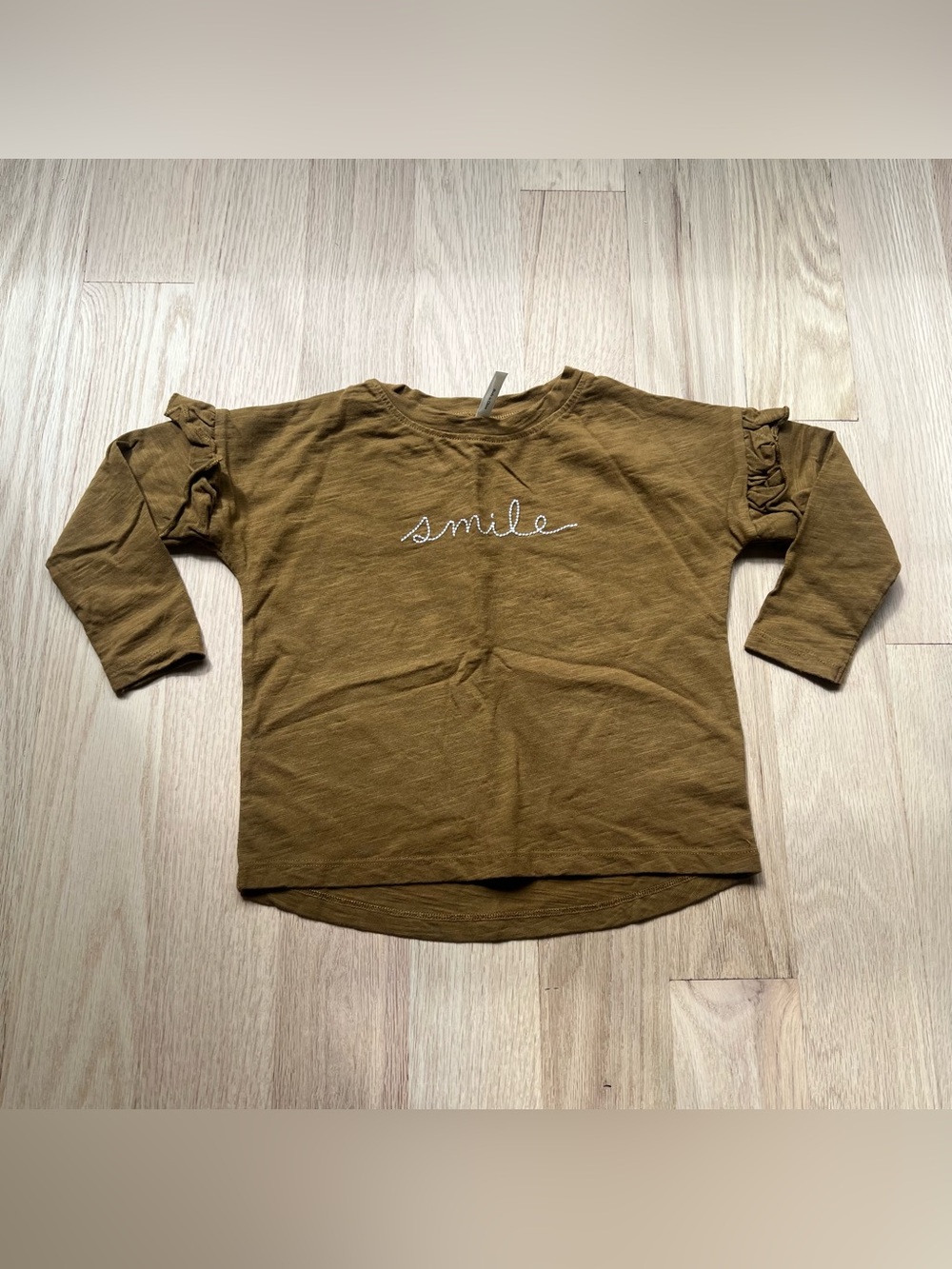 Rylee + Cru 'Smile' Long Sleeve Ruffle Tee size 2/3 cotton